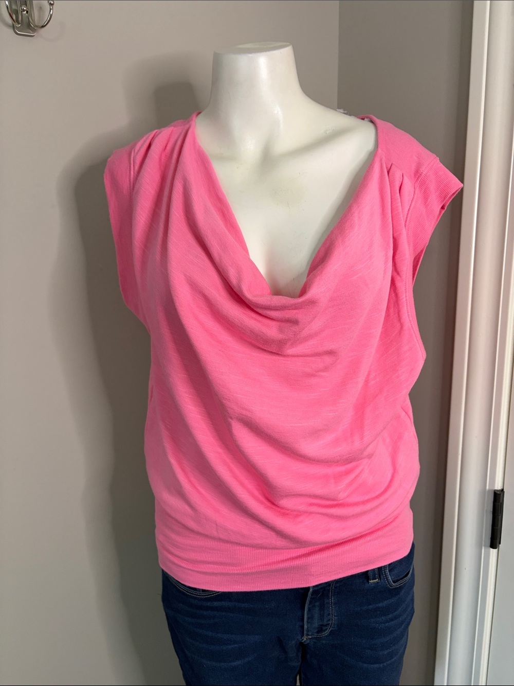 Anthropologie Daily Practice Gypsum Slouchy Cowl Neck Top Pink